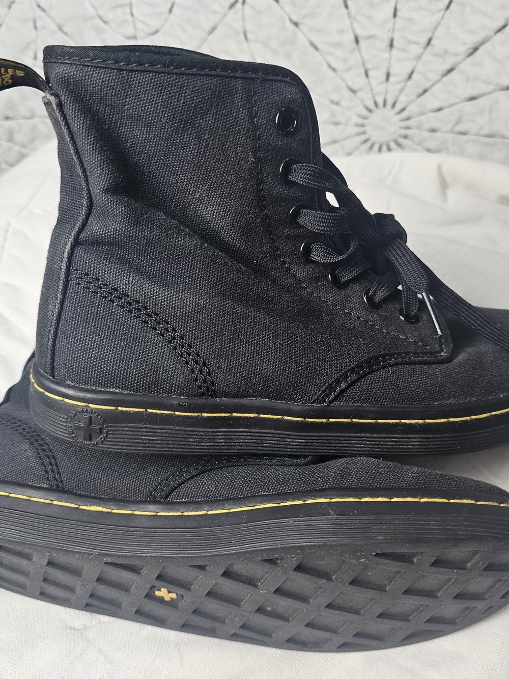 Dr. Martens Shoreditch Black Unisex High-Top Canvas Boots Size 4